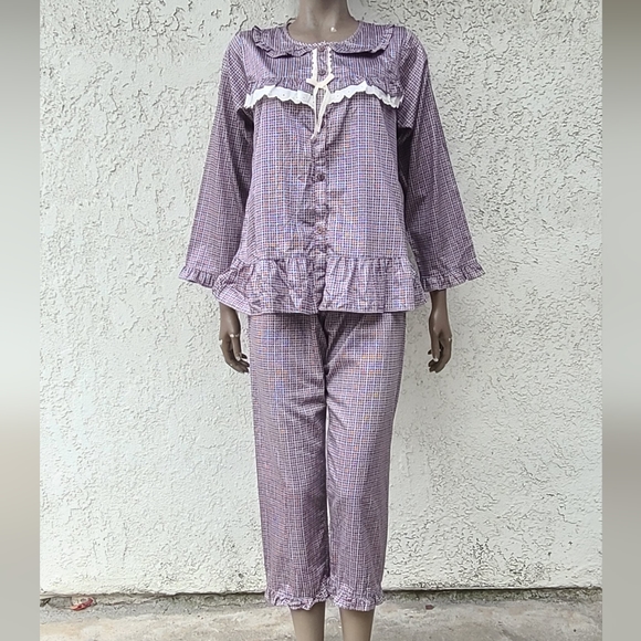 Checkered Pajama Pants and Top Set - Picture 1 of 8